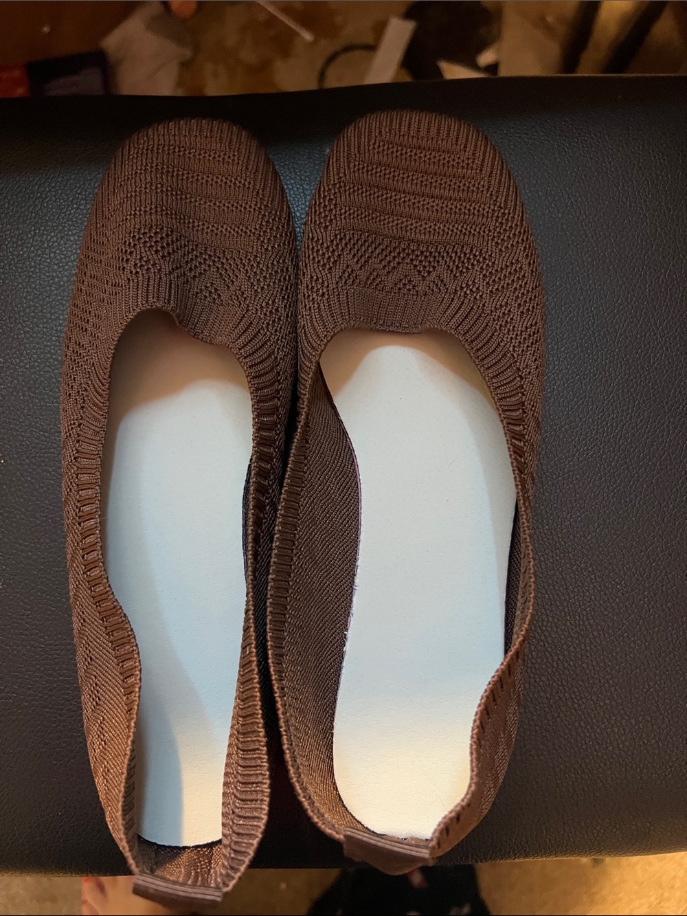 Brown Knit Slip-On Women's Flats